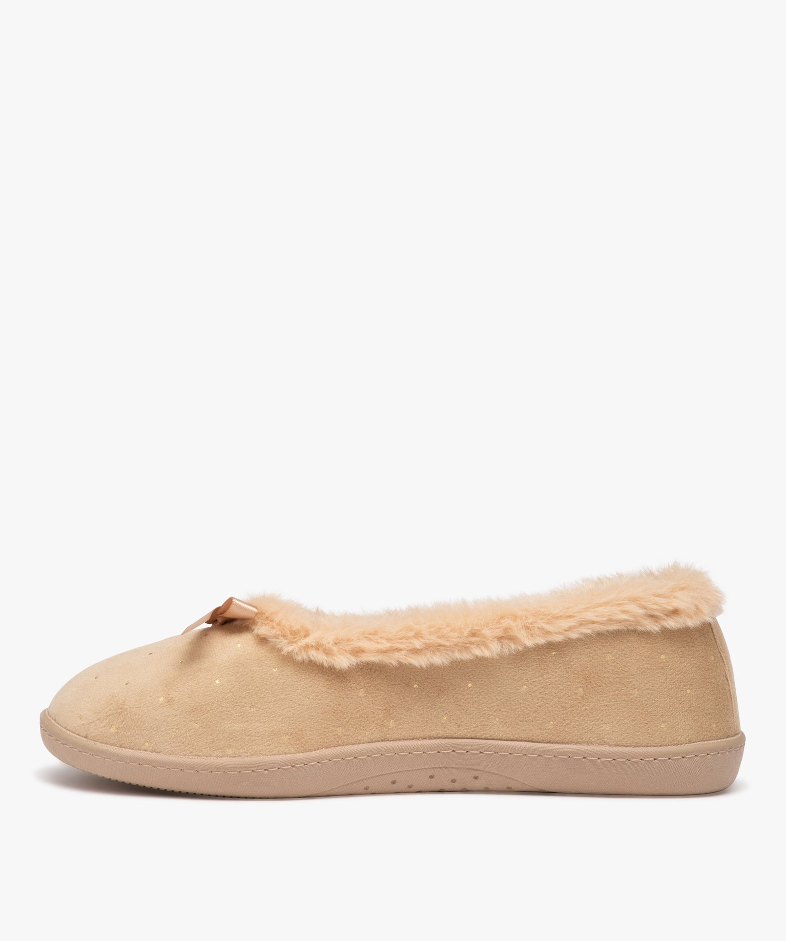 Chaussons femme ballerines fourrées unies - Isotoner beige | GEMO
