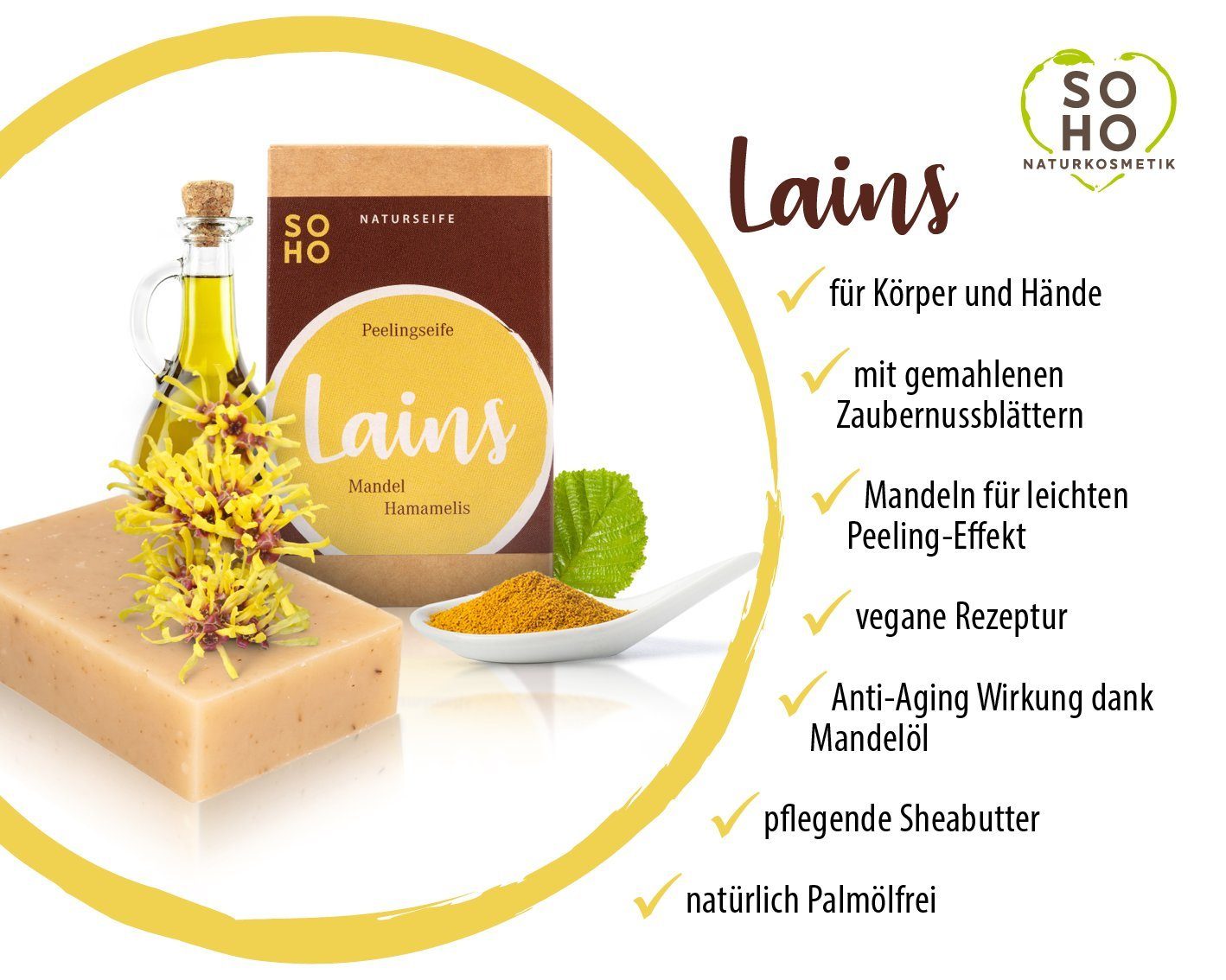 SOHO Naturkosmetik Seifen-Set KRÄUTER, 4 Duschseifen Kräuterwirkstoffe, traditionelle Siedekunst