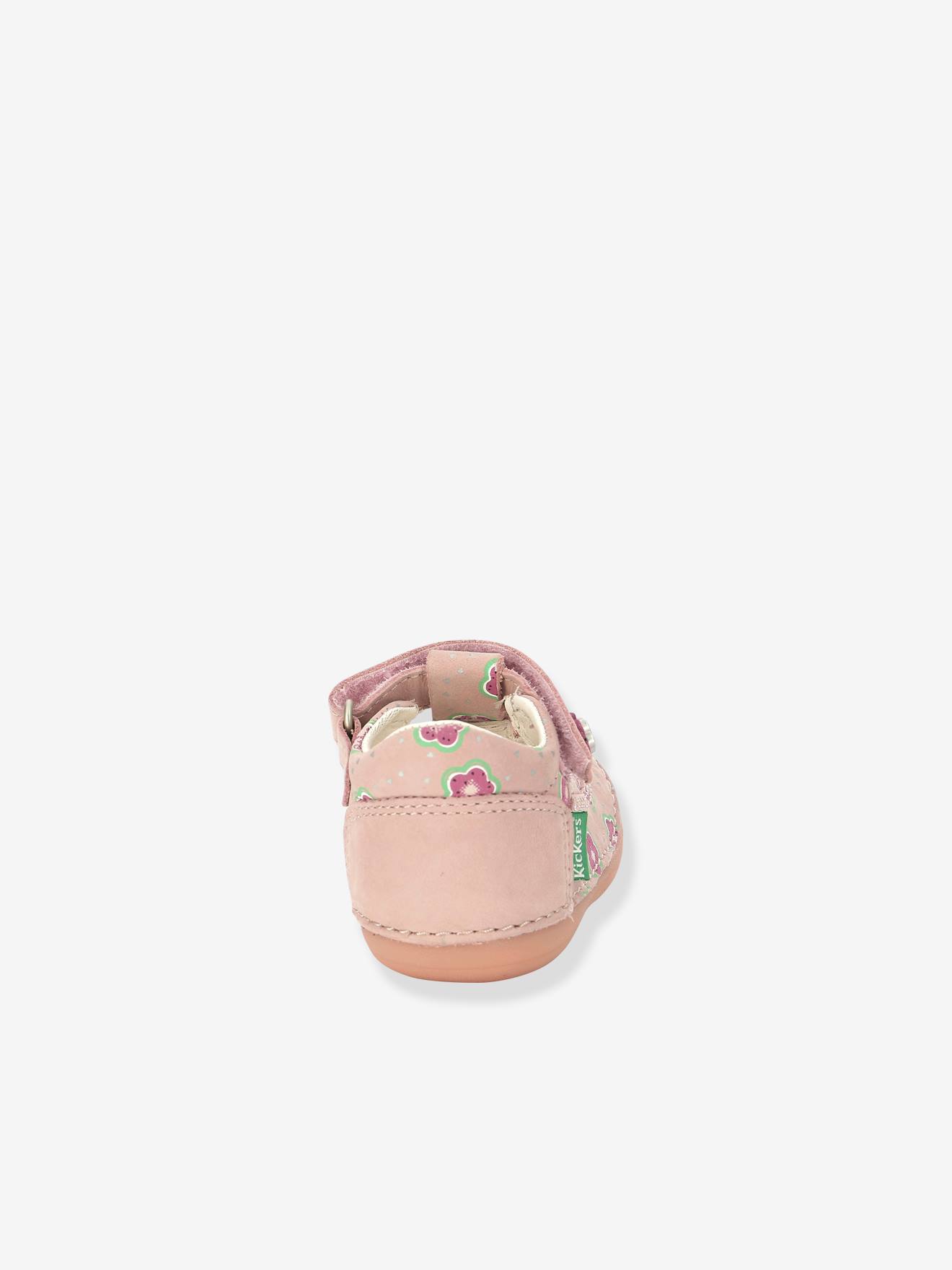 Sandales cuir bébé fille Sushy Originel Softers KICKERS® rose clair flower