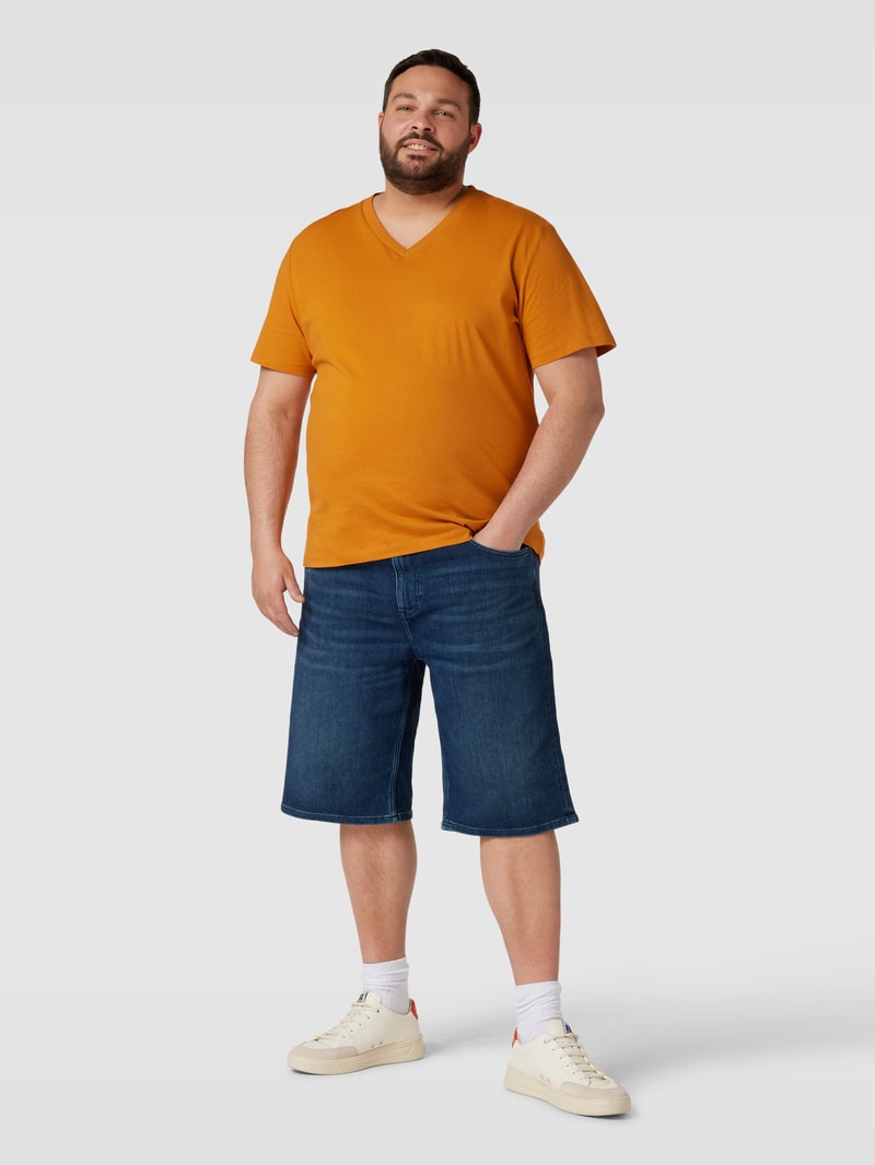 PLUS SIZE Regular Fit Jeansshorts im Used-Look in dunkelblau meliert
