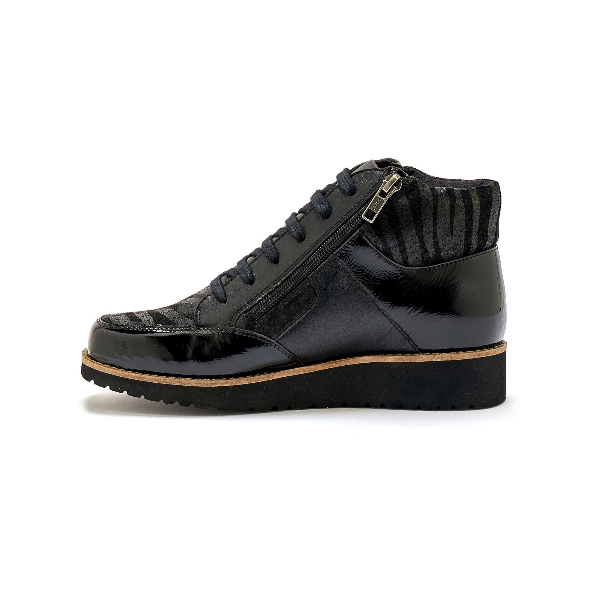 Boots Grande largeur zippées à lacets