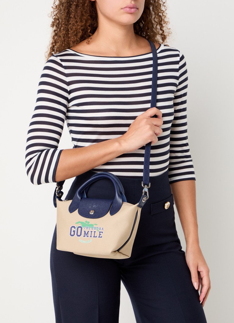 Geantă Longchamp Le Pliage Collection XS cu detalii din piele