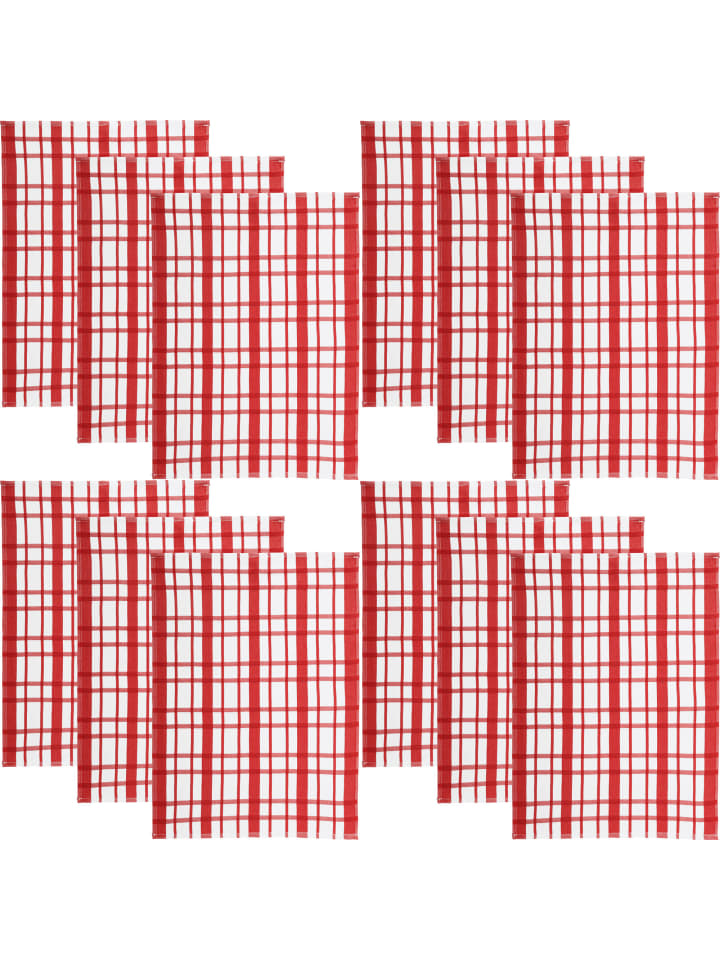 REDBEST Baumwolle Geschirrtuch 12er-Pack in rot günstig kaufen 50 x 70 cm
