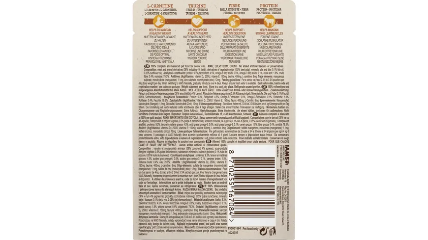 IAMS Naturally Katzentrockenfutter Senior Lamm 85 g