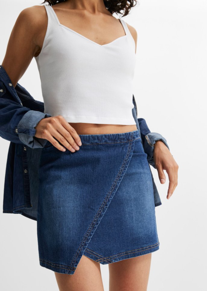 Jeansrock mit Wickeldetail