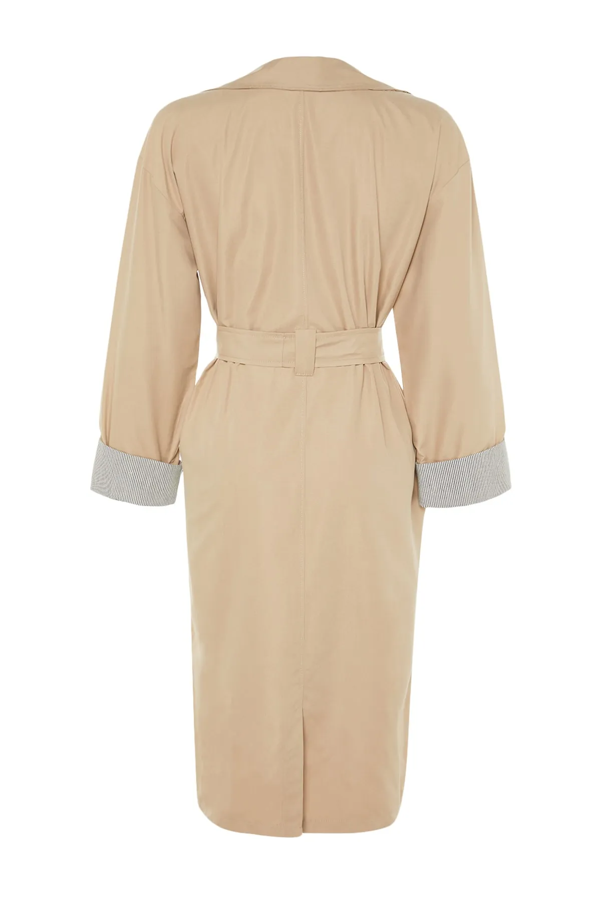 Trendyol Modest  Beiger gewebter Trenchcoat mit Bindedetail in der Taille TCTSS23CL00002