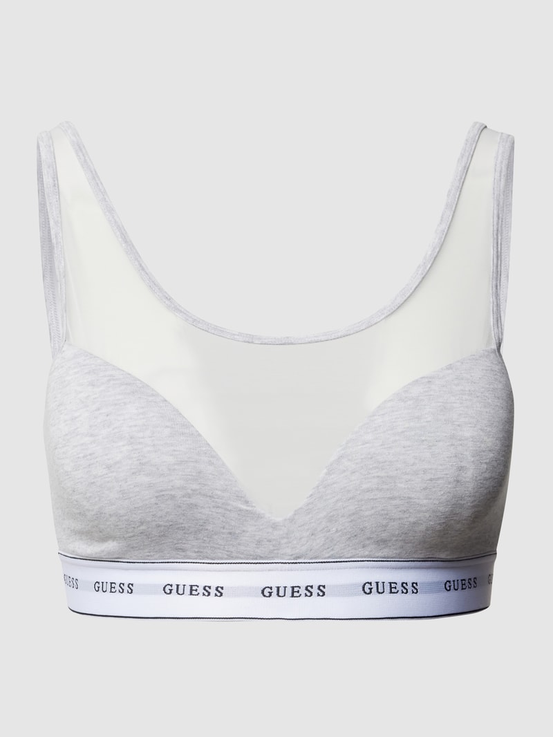 Bustier mit Label-Print in hellgrau meliert