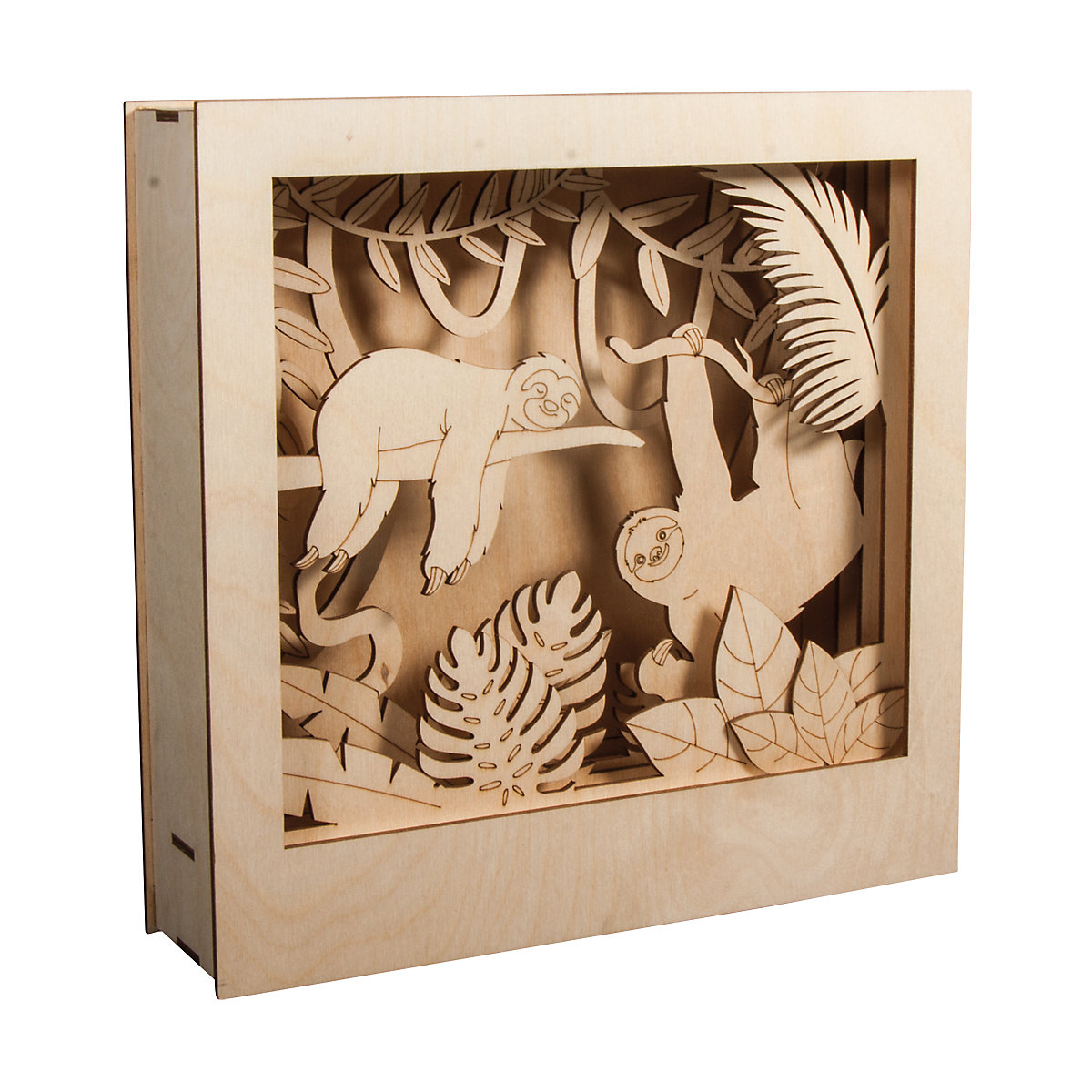 Holzbausatz 3D-Motivrahmen Faultier, natur, 24x24x6,5cm, 11-tlg.