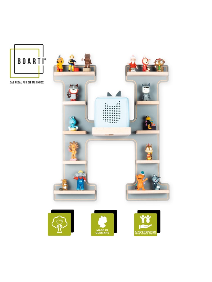 BOARTI Holz Regal Buchstabe H für Toniebox Tonies Figuren in Grau günstig kaufen onesize