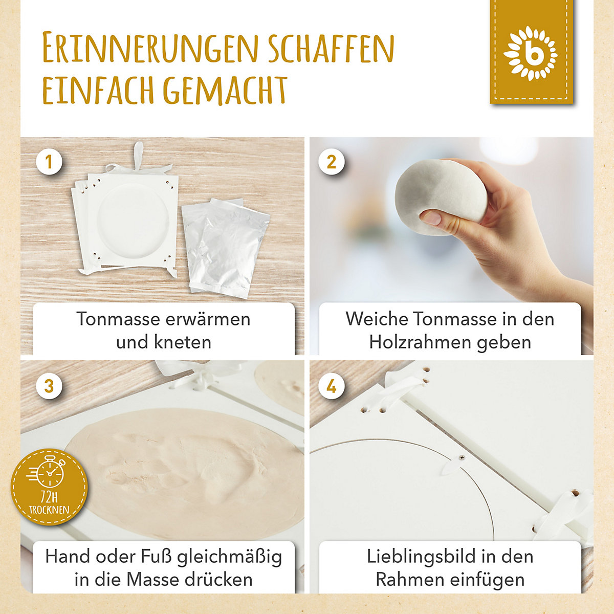 Gipsabdruck Bilderrahmen Komplettset Gipsabdruck Hand und Fuß im 3D Bilderrahmen Gipsabdrücke