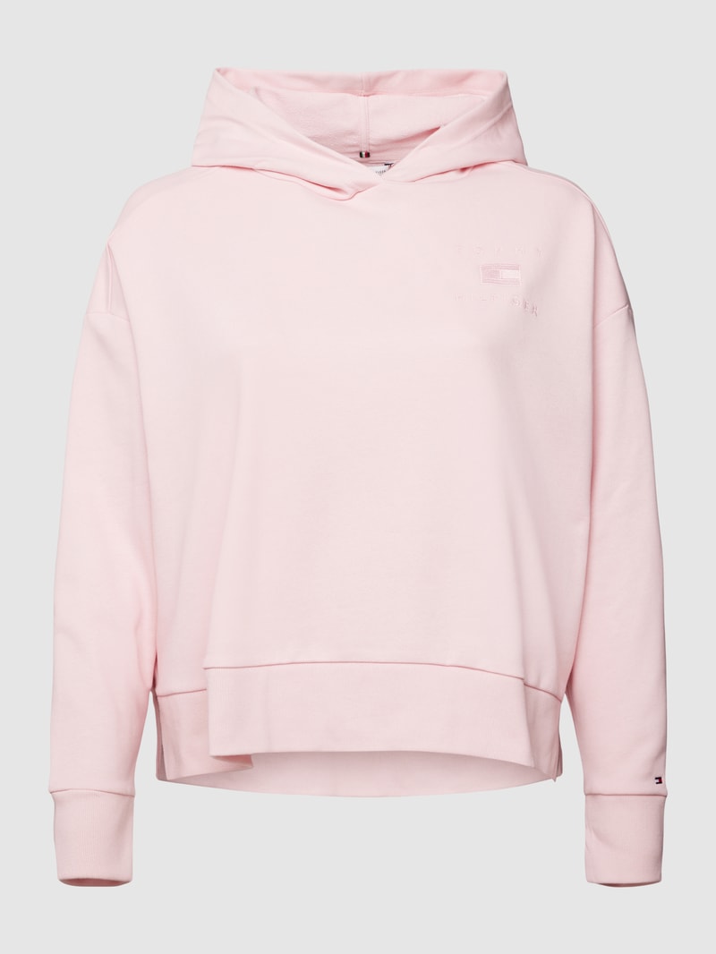 PLUS SIZE Hoodie mit Label-Stitching in hellrosa
