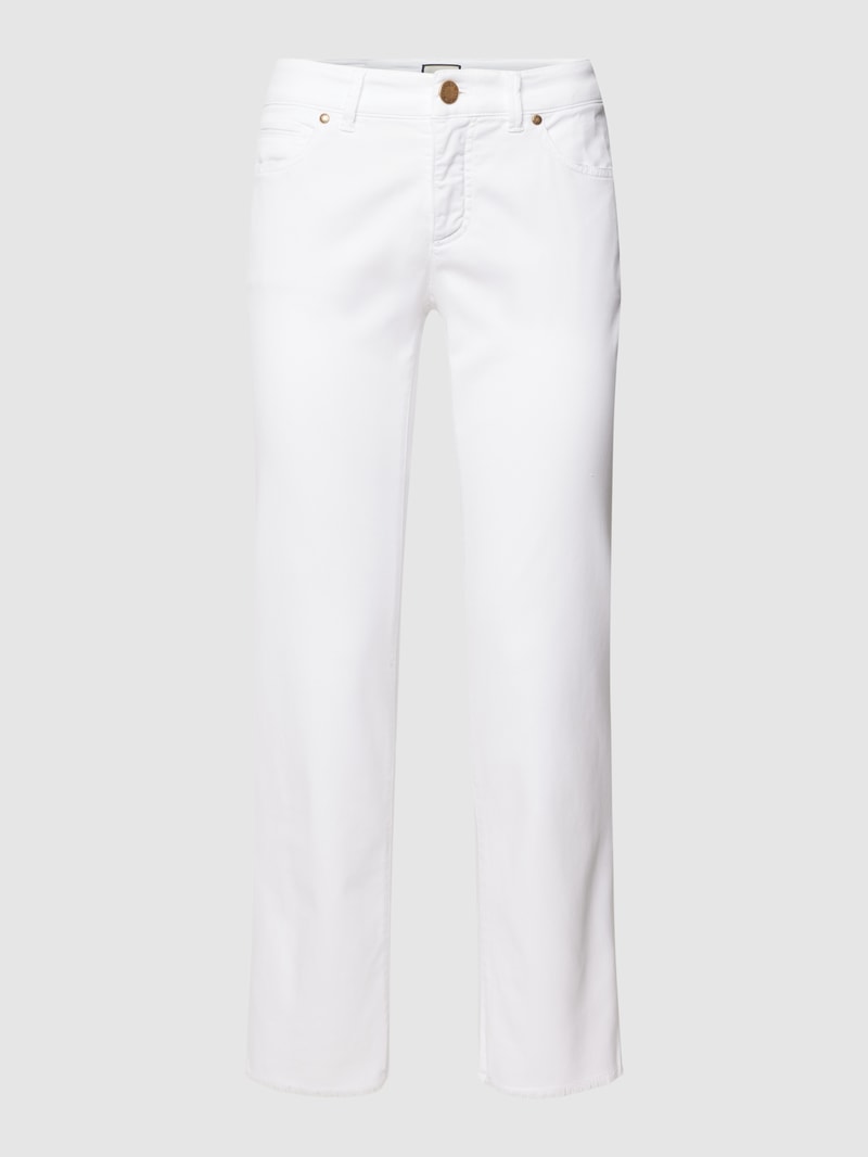 Jeans mit ausgefransten Beinabschlüssen Modell 'CLAIRE CROPPED' in weiß