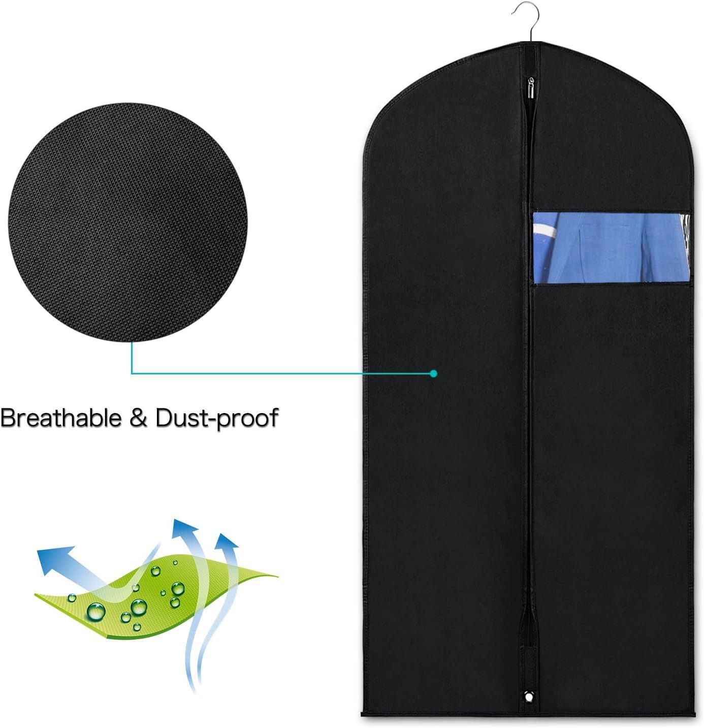 SCOHOME Kleidersack Kleidersack für die Aufbewahrung, Atmungsaktiver Stoff (60 x 80/100/120/140cm) Kleidersäcke Lang für den Kleider Mäntel Abendkleider, 4 Stück
