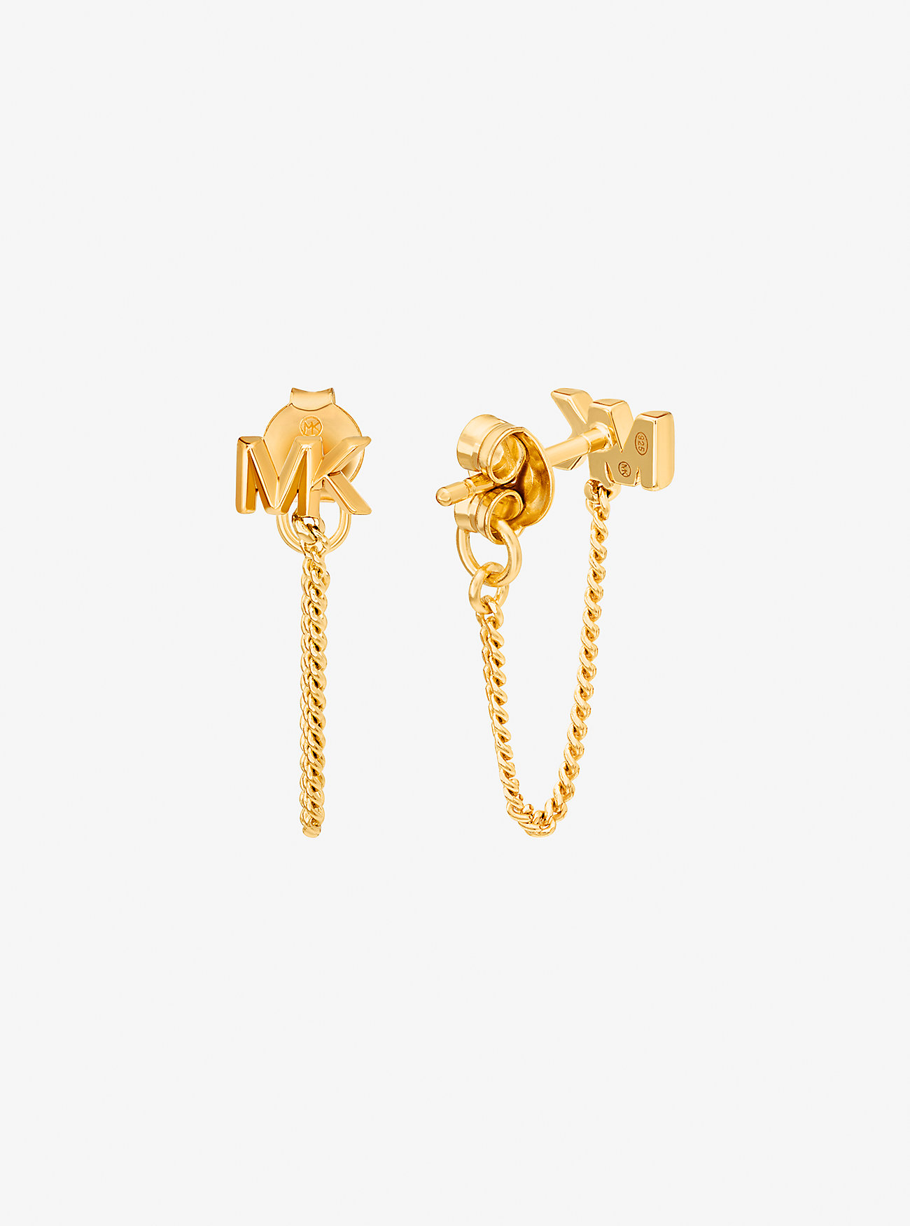 Precious Metal-Plated Sterling Silver Logo Chain Earrings - GOLD