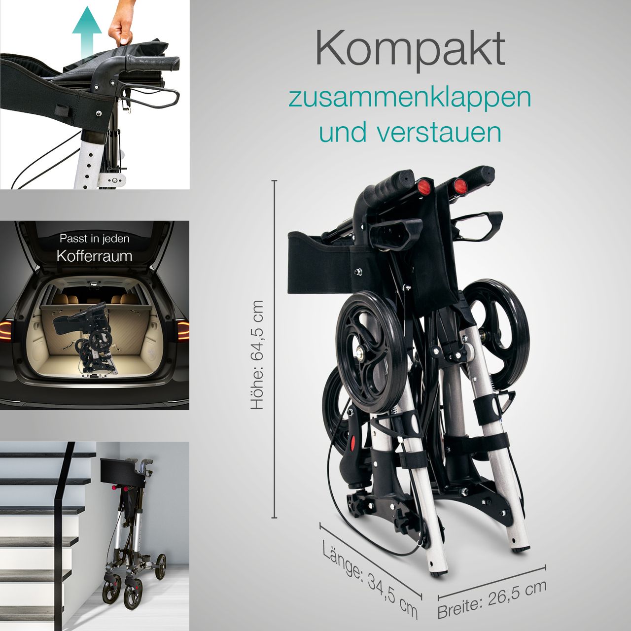 Aktivshop Alu Leichtgewichtrollator »Move«, Silber faltbar