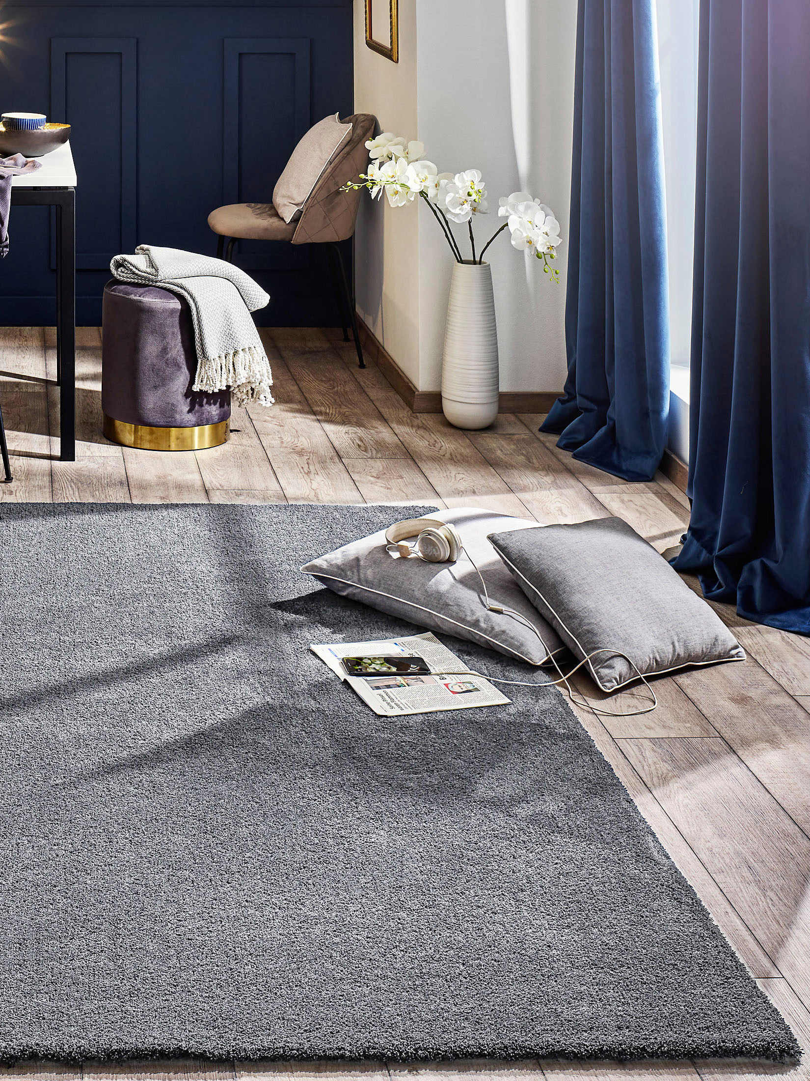 Sensation Hochflor-Teppich, Hellgrau