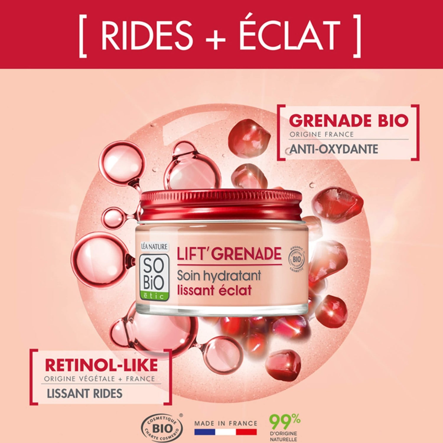 Tratamiento hidratante suavizante e iluminador SO BiO étic¹, Lift'Grenade