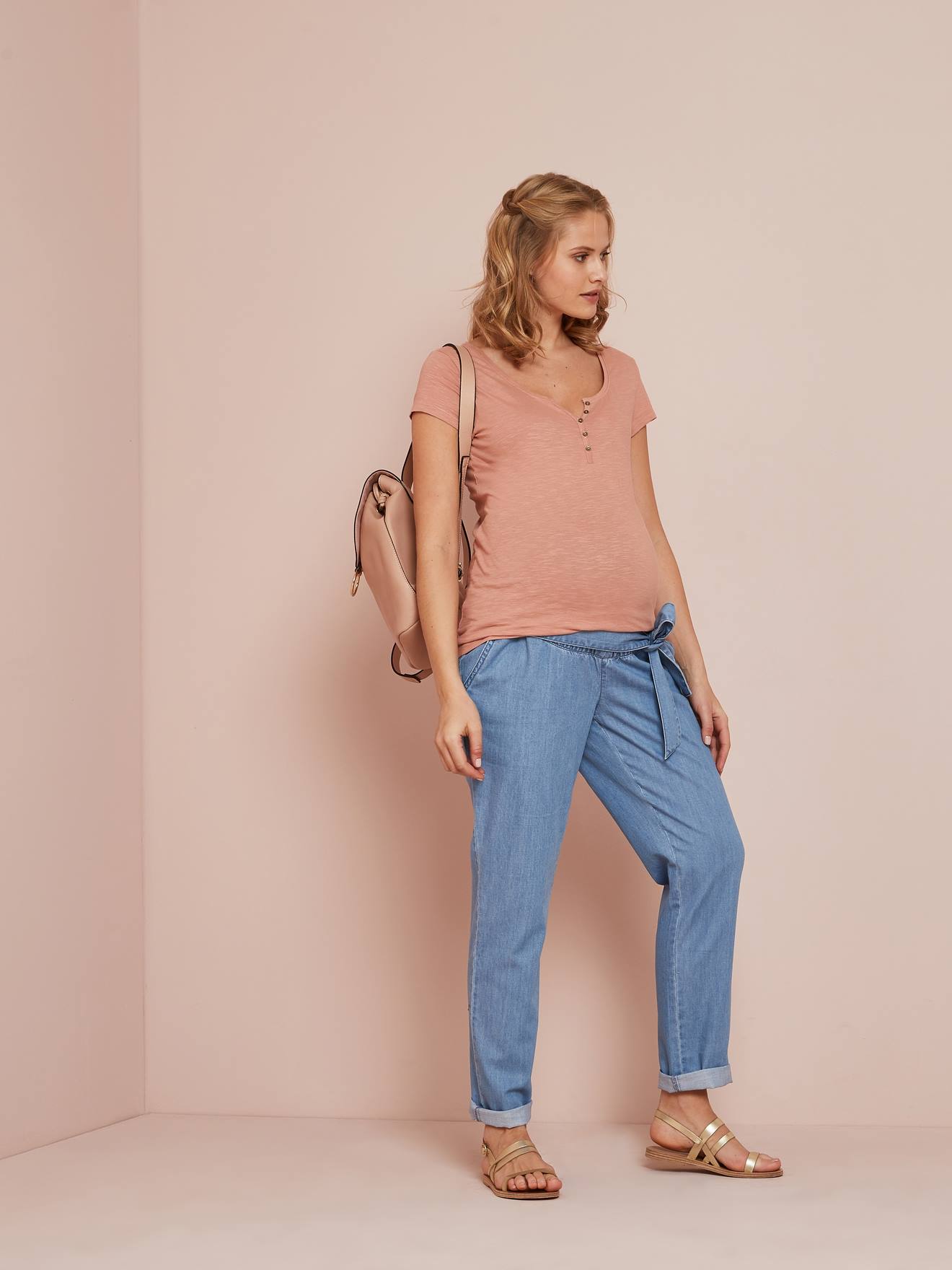 Vertbaudet Henley-Shirt für Schwangerschaft & Stillzeit - dunkelrosa
