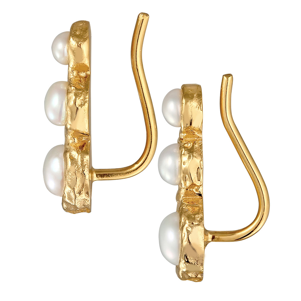 Elli Elli Boucles d'Oreilles Femmes Earlimber baroque avec perles d'eau douce en argen Boucles d'oreilles