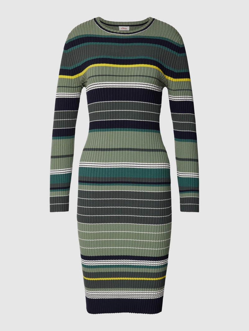 Strickkleid mit Streifenmuster in schilf