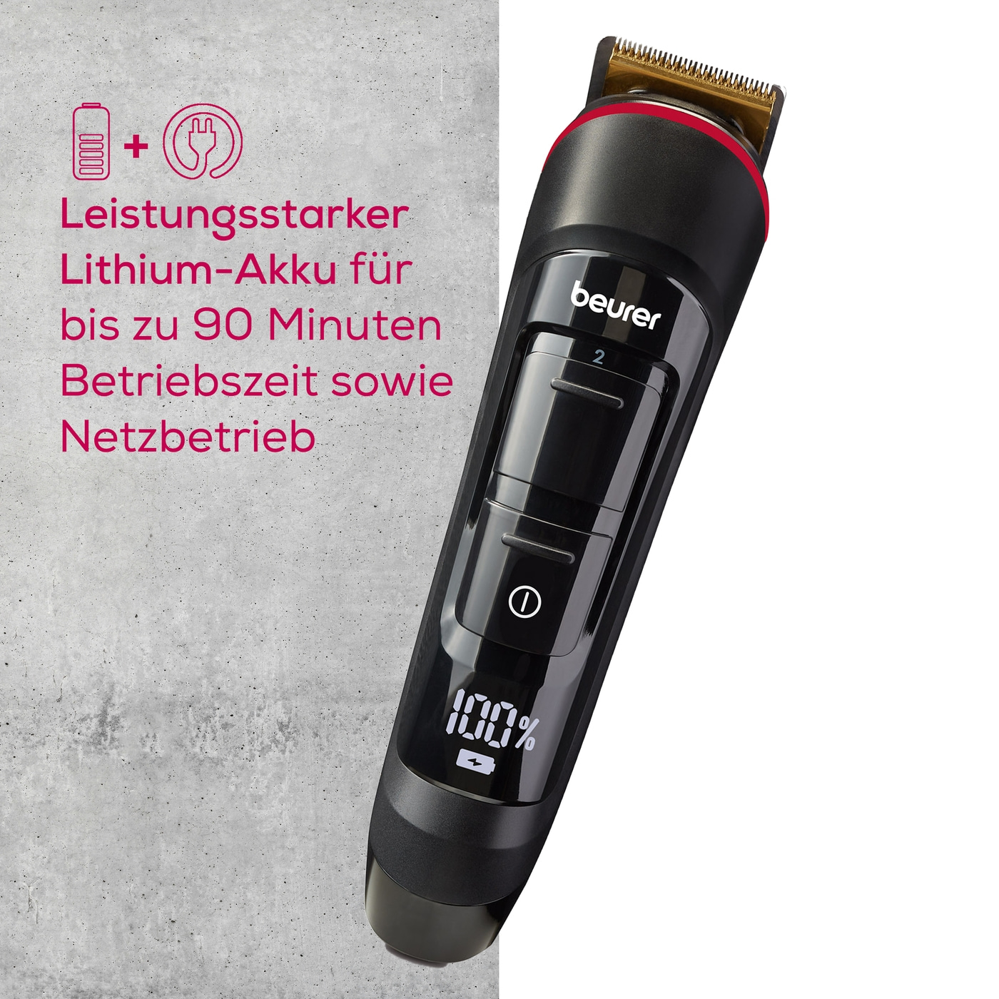Beurer Barttrimmer MN4X-Abwaschbarer Trimmer mit Edelstahlklinge und Titaniumbeschichtung