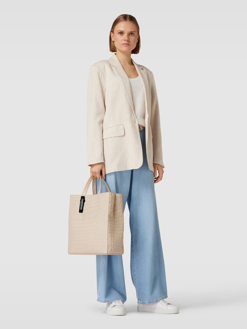 Tote Bag mit Label-Detail Modell 'Kroko' in offwhite
