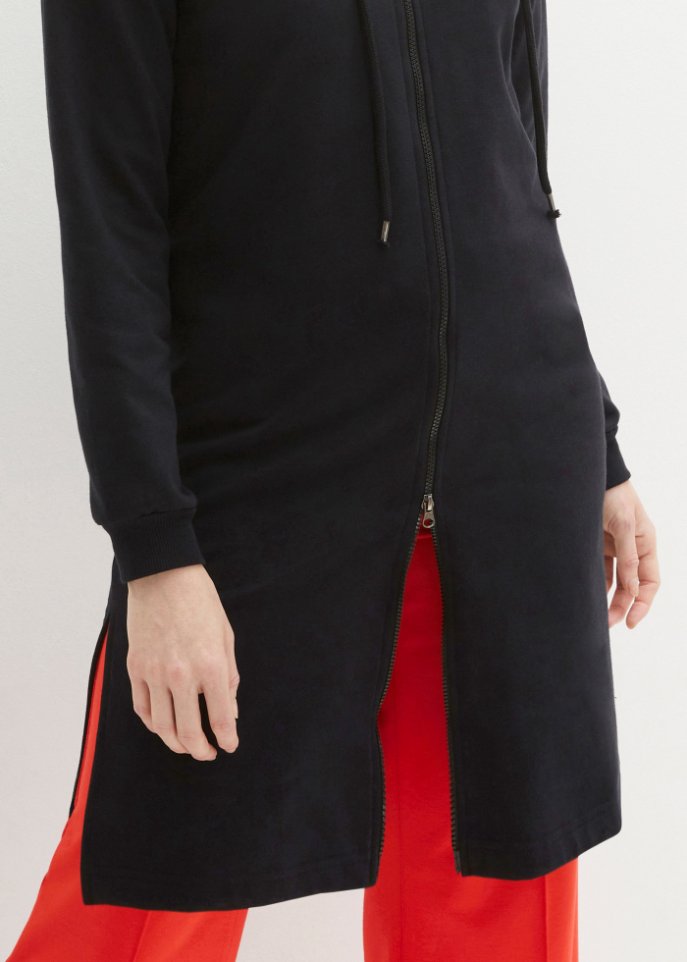 Extra lange Sweatjacke mit Seitenschlitzen