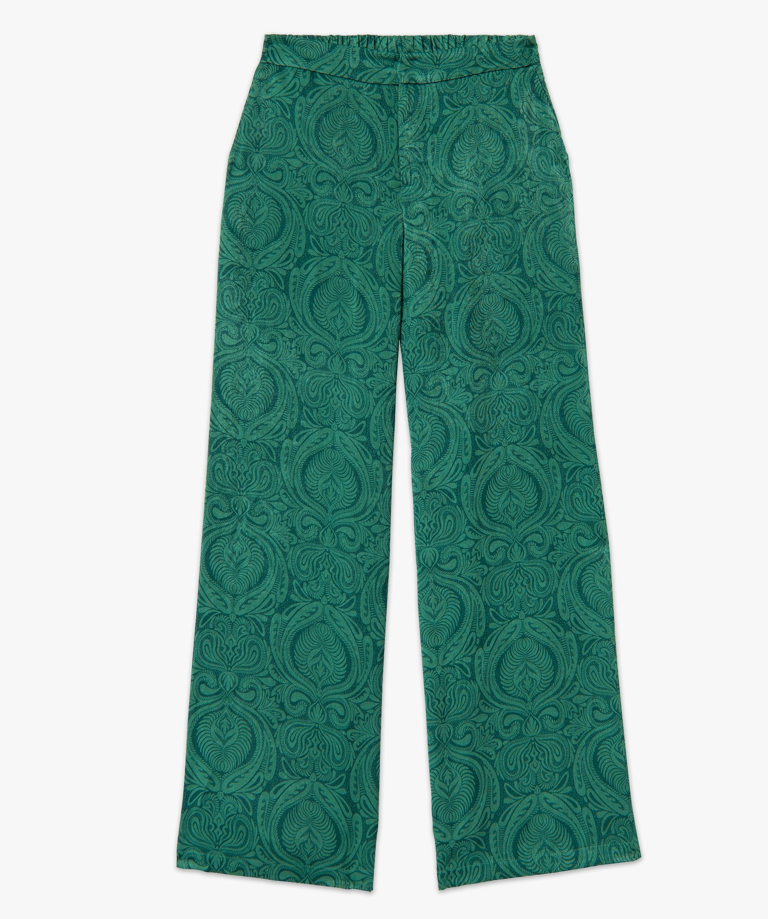 Pantalon large en satin fluide imprimé femme imprime | GEMO