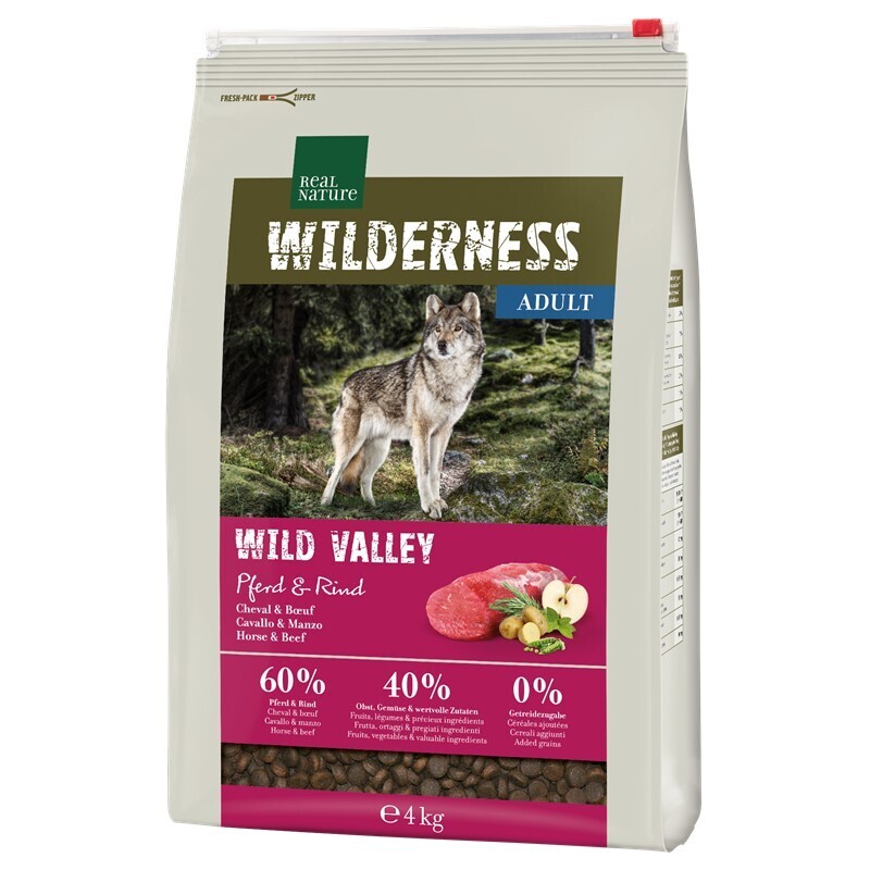 REAL NATURE Hundetrockenfutter REAL NATURE WILDERNESS Wild Valley Pferd & Rind 4 kg