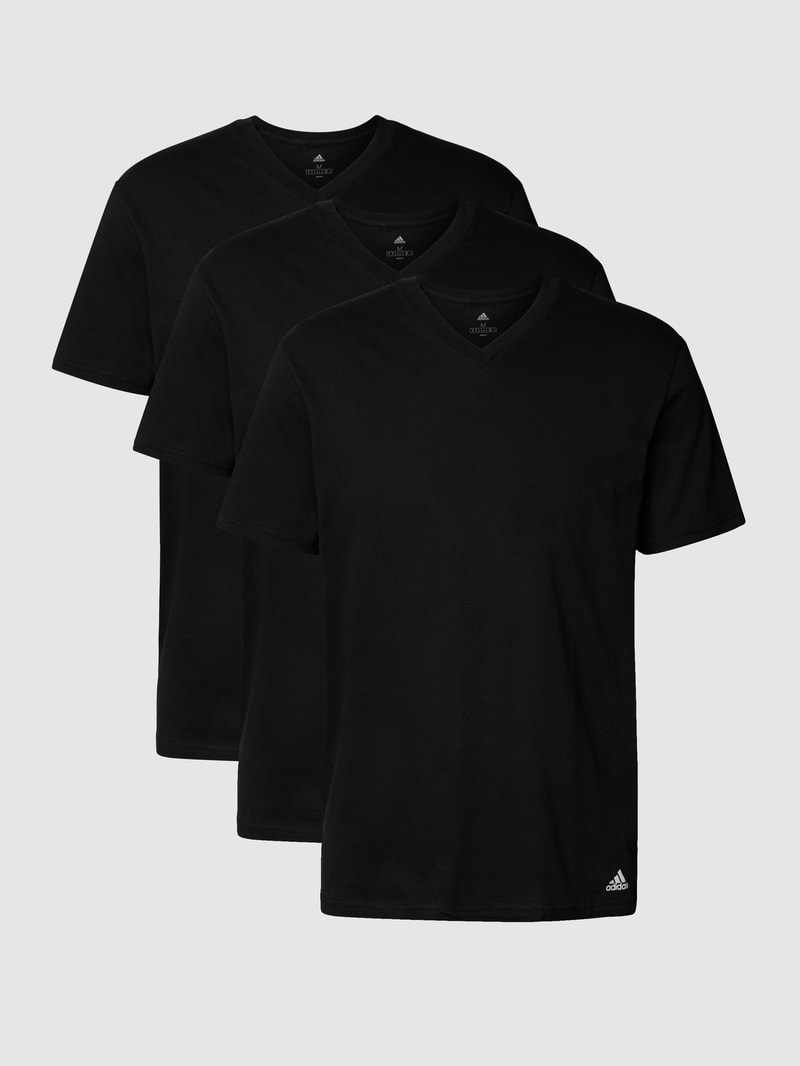 T-Shirt mit Label-Print im 3er-Pack in schwarz