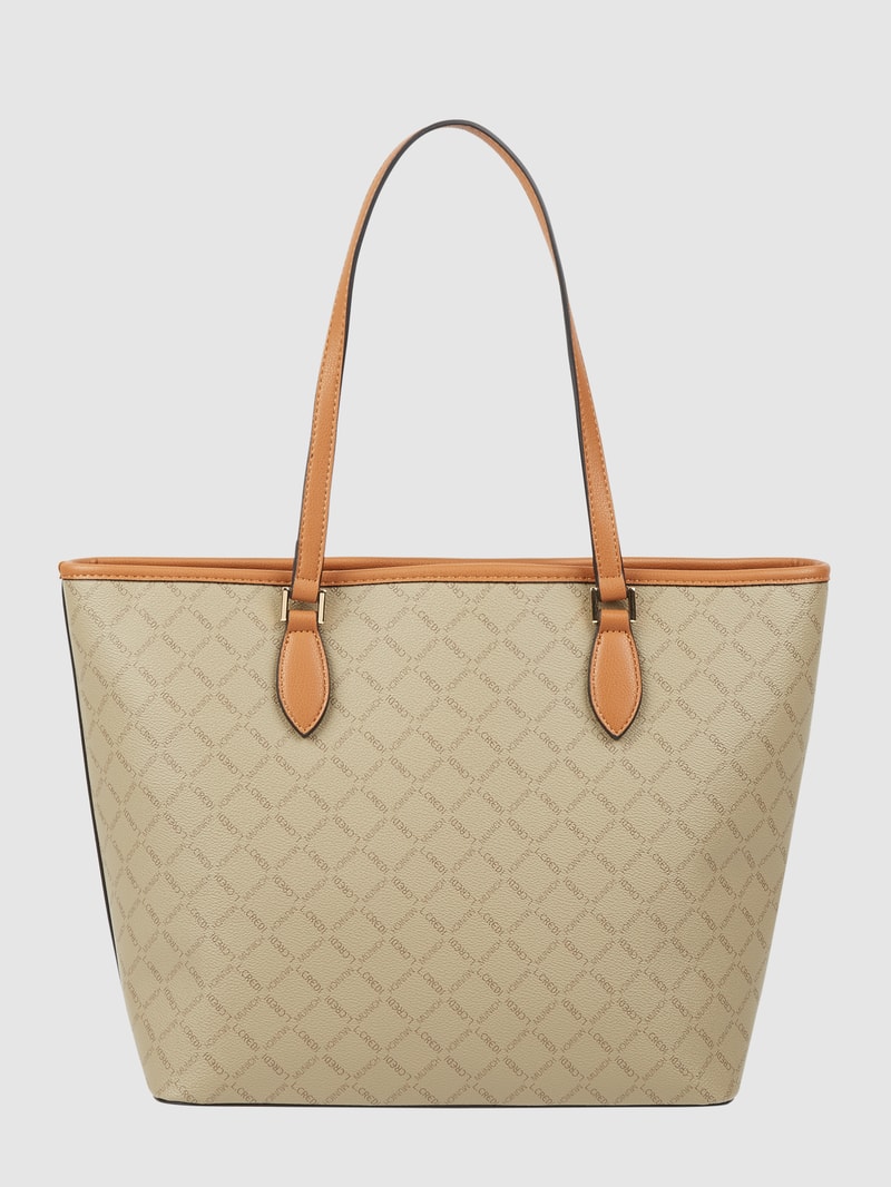 Shopper mit Logo-Muster in taupe