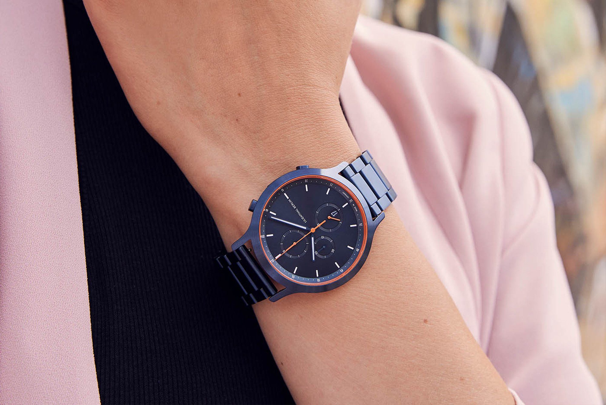 Lilienthal Berlin Chronograph Chronograph Blue Orange - Edelstahl Blau
