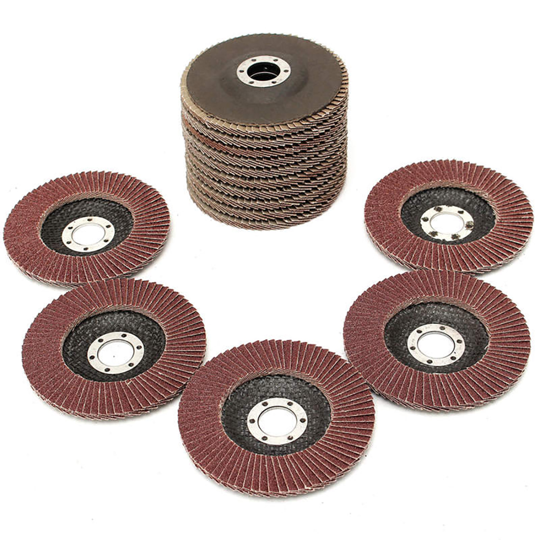 Vago-Tools 5x Fächerschleifscheiben 125mm flach Körnung 80 Braun Lamellenscheiben