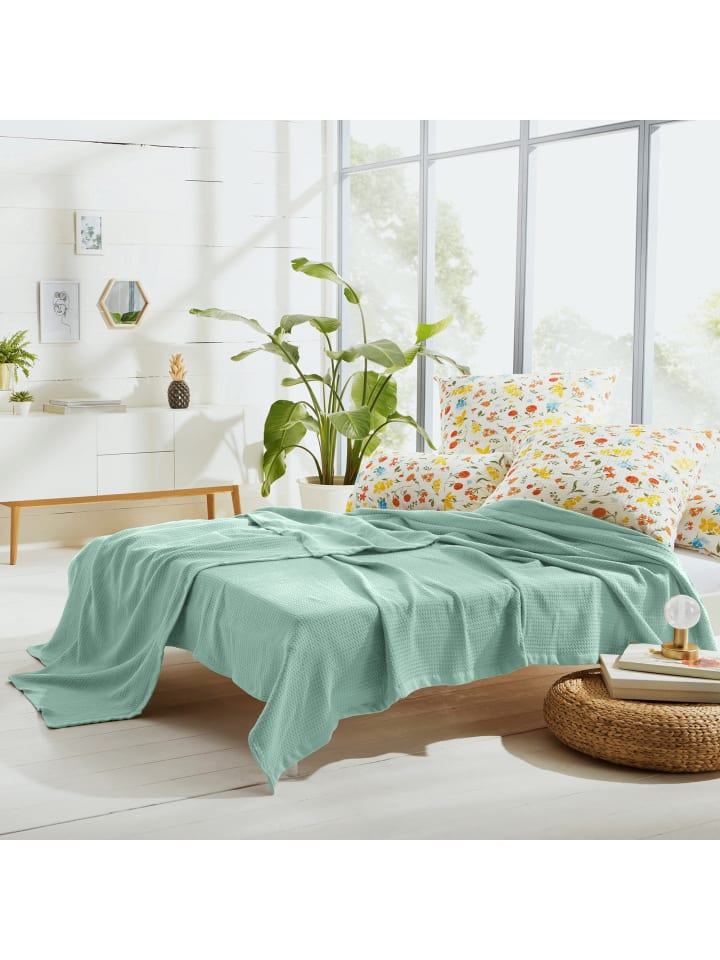 Erwin Müller Baumwolle Sommer-Decke 2er-Pack Siena in salbei günstig kaufen