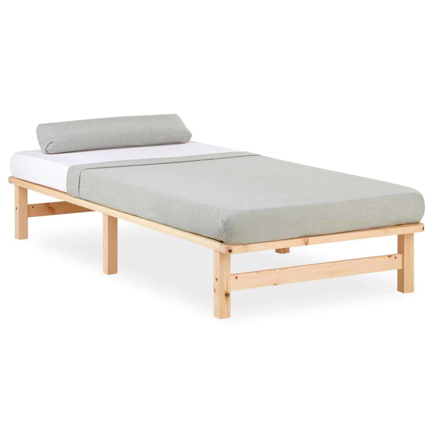 Homestyle4u Holzbett Palettenbett Massivholzbett Futonbett Palettenmöbel Bett Natur Weiß (Kein Set)