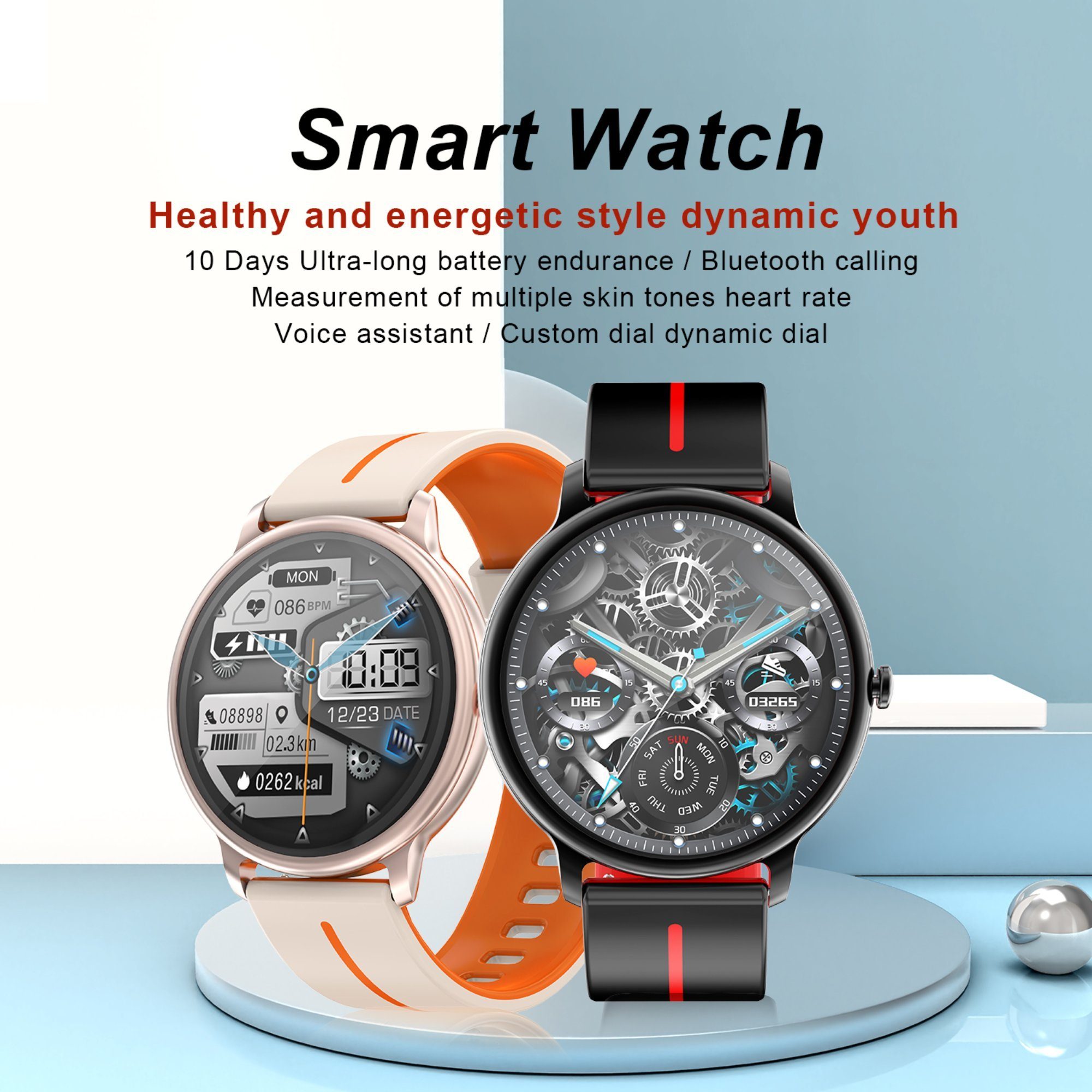 Manike KM60 Elegant Blutdruckmonitor Herzfrequenzmessung BT Call AMOLED Smartwatch (1,69