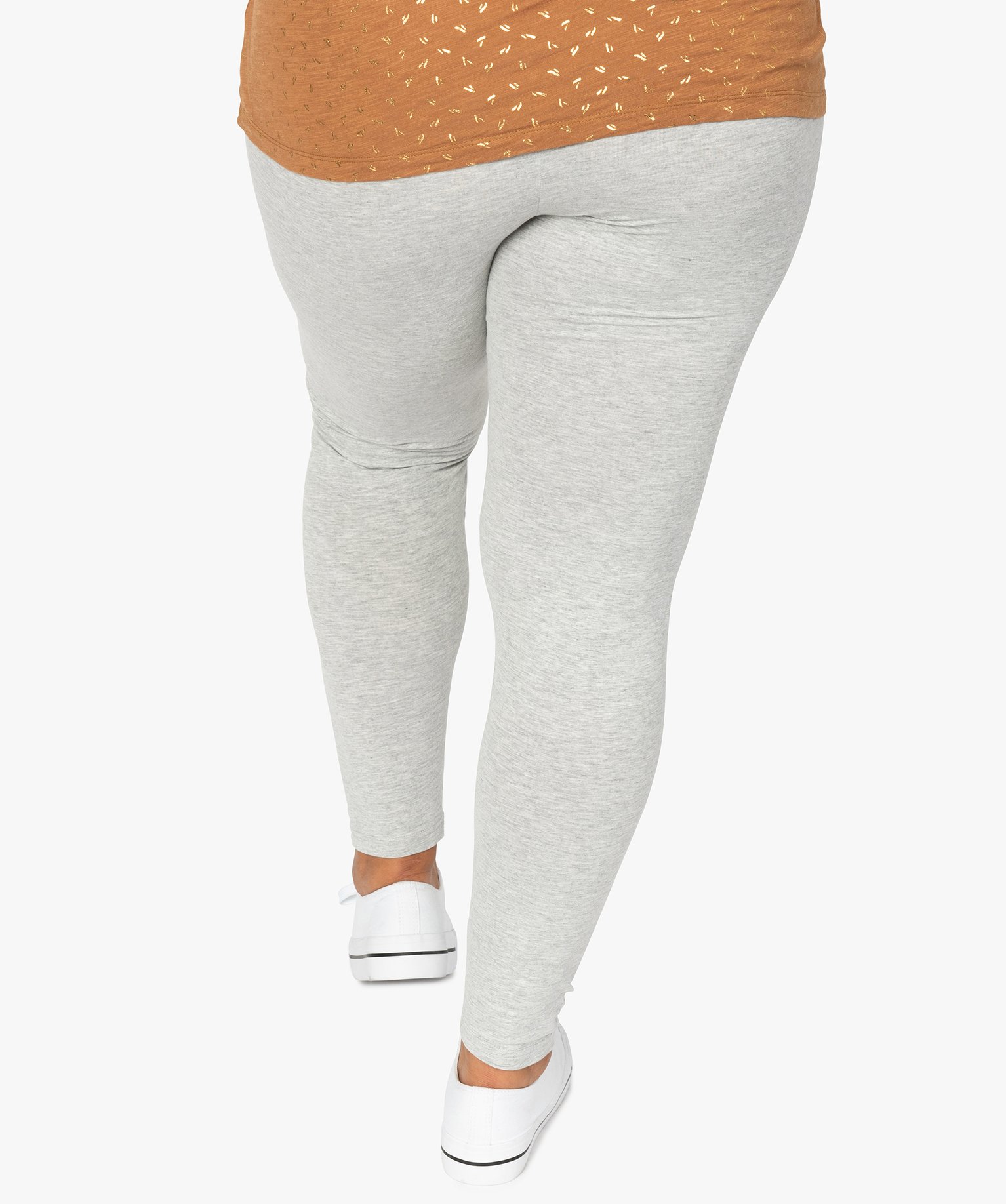 Legging femme grande taille uni en coton stretch gris | GEMO