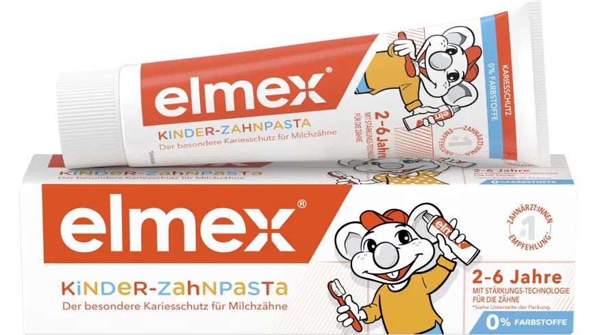 elmex Kinderzahnpasta 2-6 Jahre– kindgerechte Zahnreinigung für hochwirksamen Kariesschutz – mit Aminfluorid