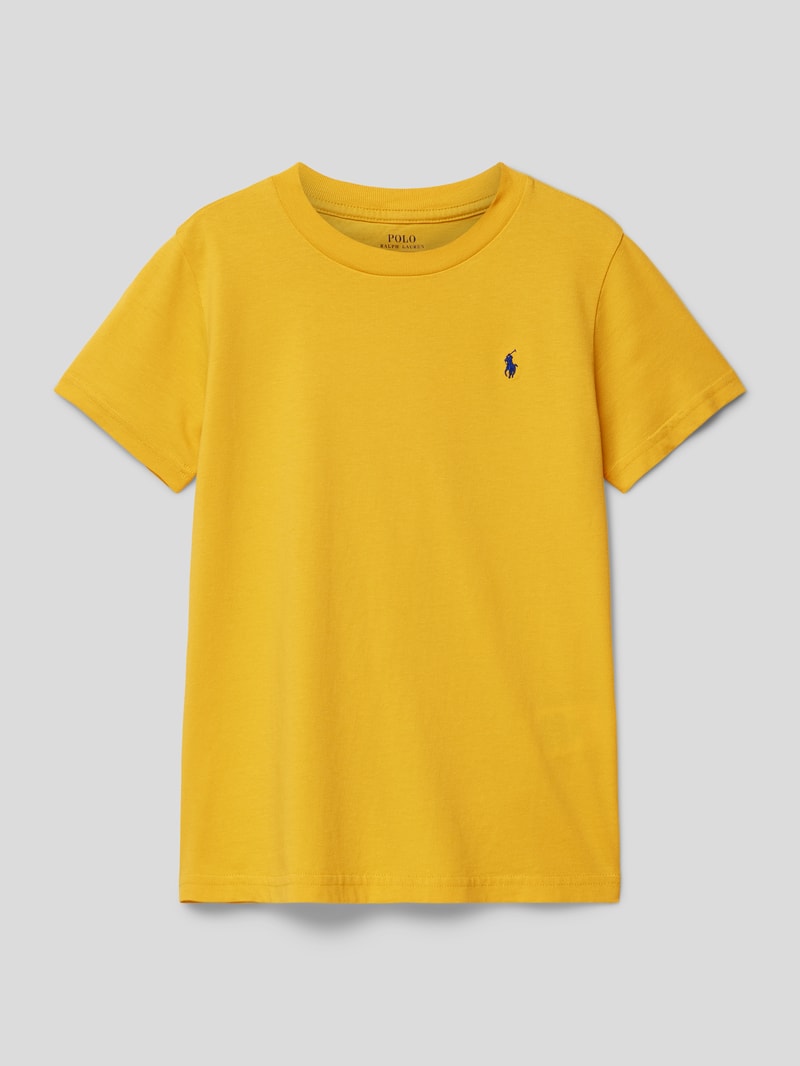 T-Shirt mit Label-Stitching in camel