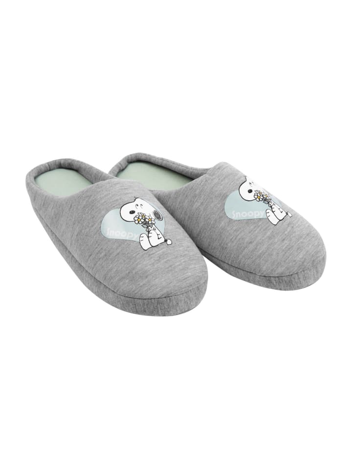 COFI 1453 United Labels Hausschuhe für Damen Snoopy Slipper Pantoffeln in Grau günstig kaufen