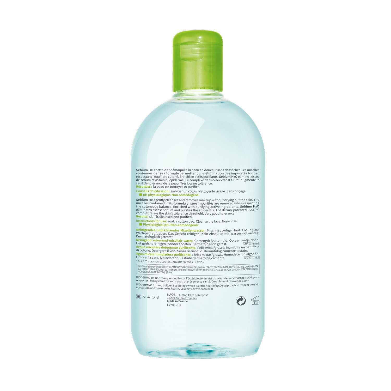 Bioderma Sébium H2O Eau Micellaire Purifiante - Peaux Mixtes à Grasses