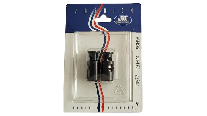Dill Kordelstopper mit Feder schwarz 23mm 2er Pack schwarz
