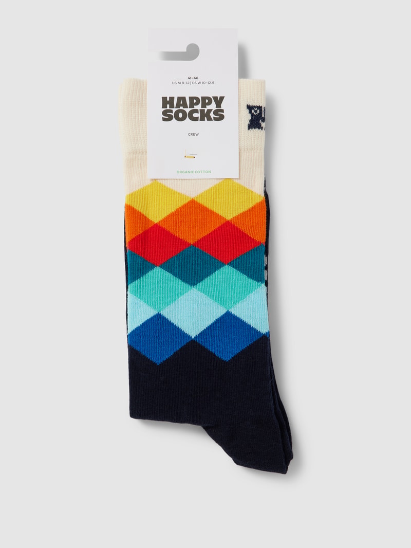 Socken mit grafischem Muster Modell 'Faded Diamond' in marineblau