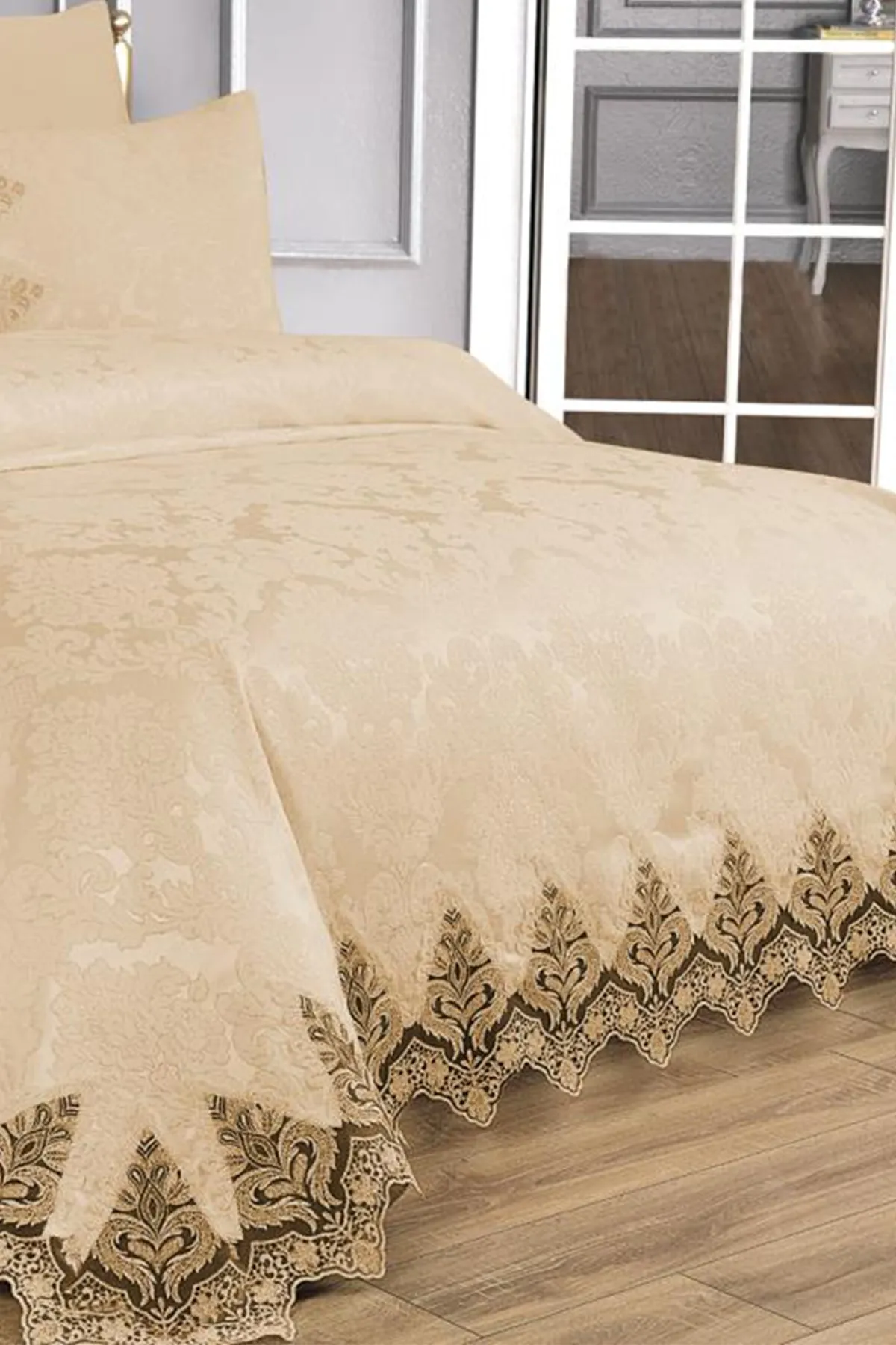 Çeyiz Diyarı  Elfenbeinfarbenes Doppel-Piqué-Set, Beige