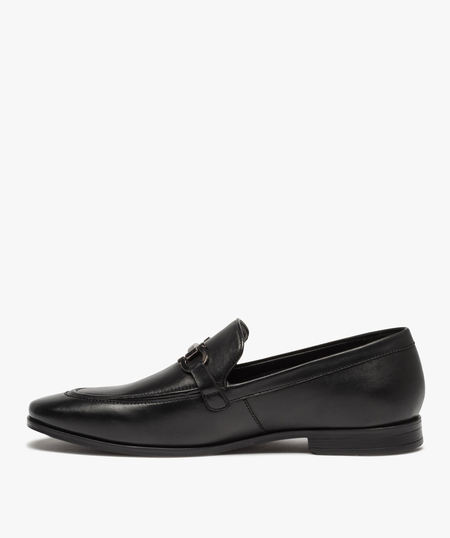 Mocassins homme style loafers dessus cuir uni noir | GEMO