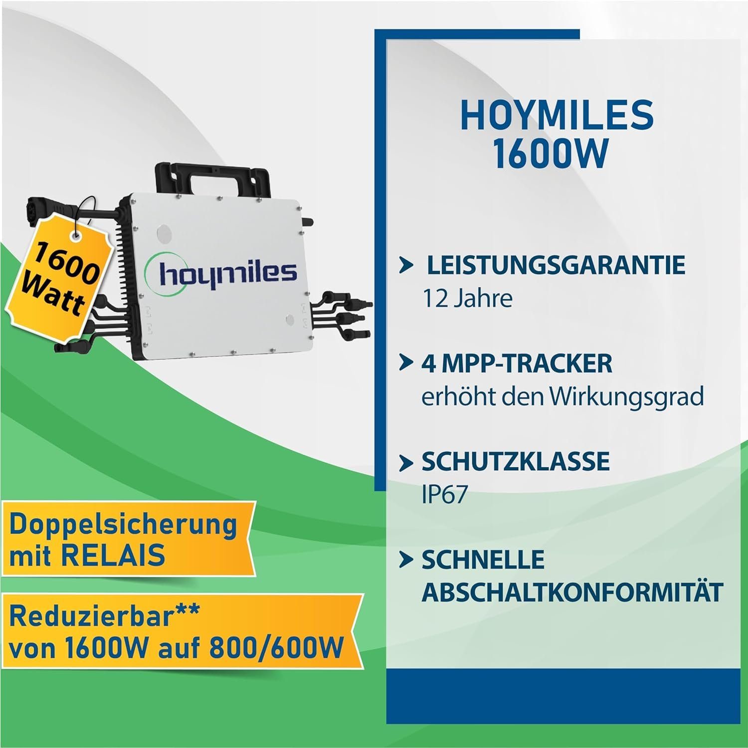 Campergold Solaranlage 2000W (4x 500W) Photovoltaik Balkonkraftwerk Mini-PV Anlage, Hoymiles HMS-1600W-4T (Die Freigabe der Verbindung für 4 Module) Mikrowechselrichter, Antireflexbeschichtung, Monokristallin, Wasserdichtigkeitsklasse, Balkon-Solaran