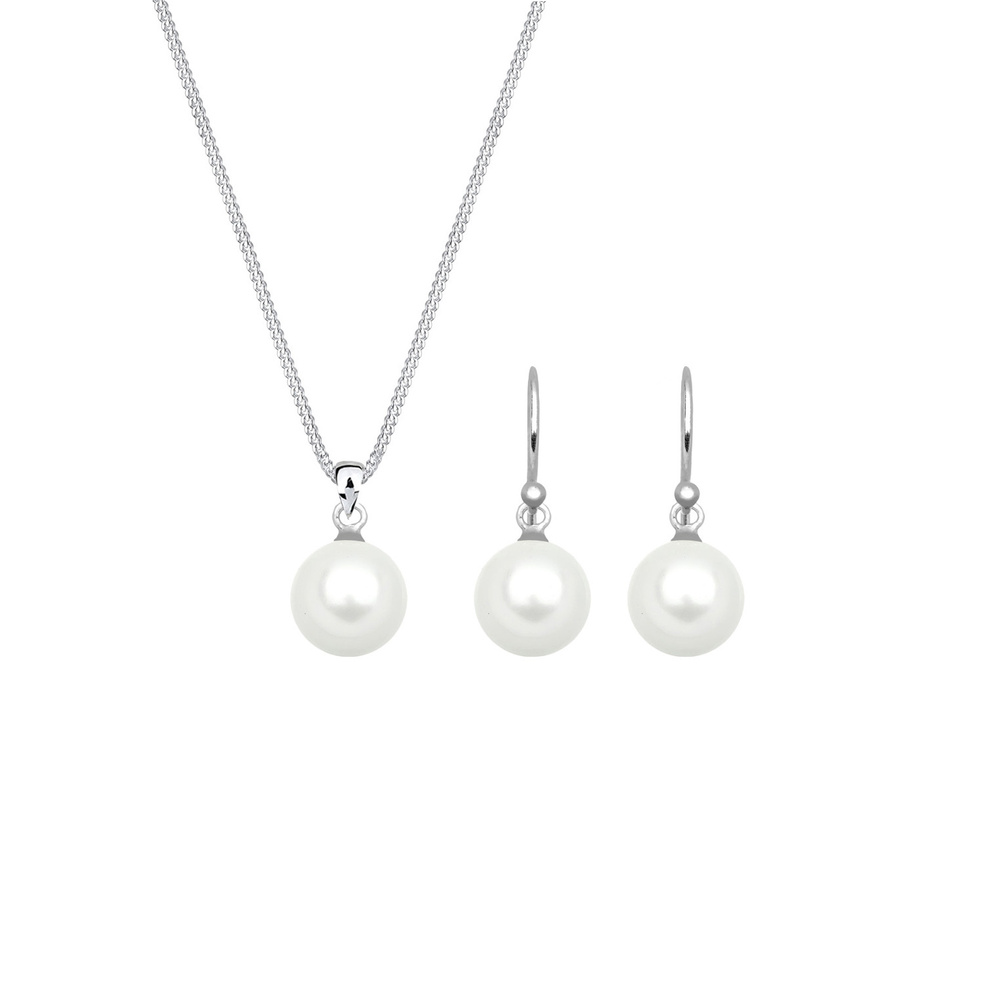 Elli Elli Ensemble de Bijoux Femmes Set Élégant Pendentif d'oreilles Basique avec Perl Bijoux