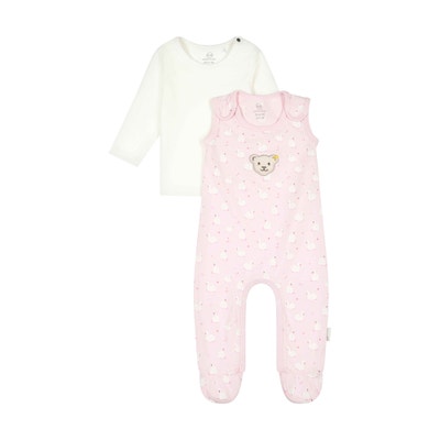 Set Strampler + T-Shirt langarm, rosa für Mädchen