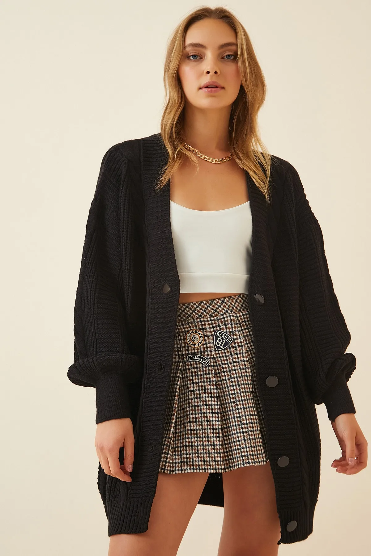 Happiness İstanbul  Strickjacke - Schwarz - Oversized