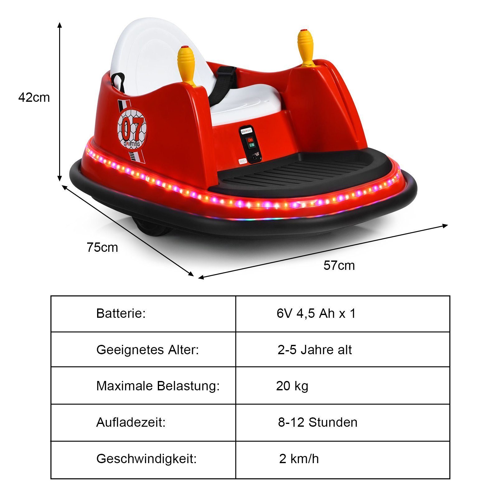 COSTWAY electric children's car 6V bumper car, one key to start